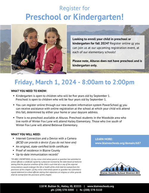 Register for Preschool or Kindergarten!